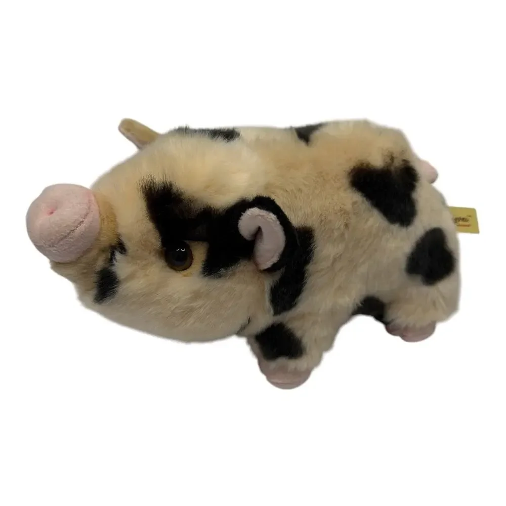 Miyoni Tots by Aurora Spotted Pot Bellied Pig 11 Plush Pink Black Stuffed Animal